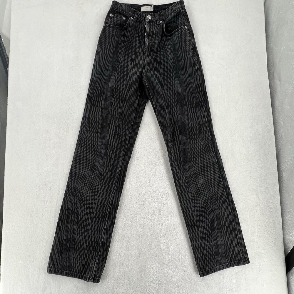 TOPSHOP Women's 'WARP PRINT' Washed Black STRAIGHT LEG JEANS - 25x32